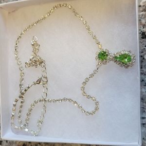 Green and White Crystal Necklace